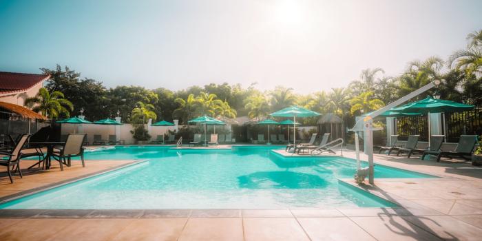 Hotel pied dans l'eau martinique BAMBOU  - piscine parasol